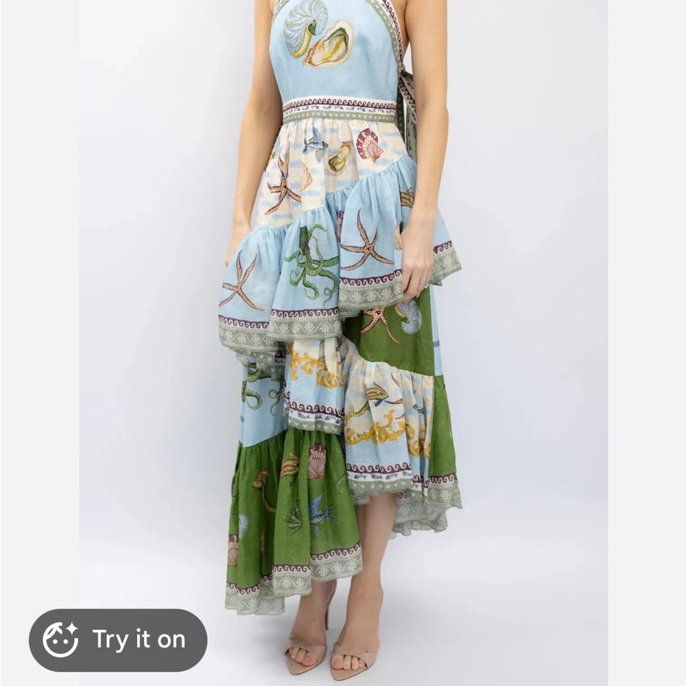 NWT Alemais bath house midi halter linen dress size 4 - Picture 3 of 4